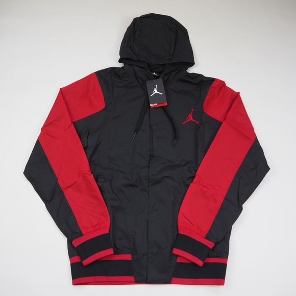 Nike Air Jordan Retro 1 Woven Jacket Black Red Men Basketball - Picture 2 of 11